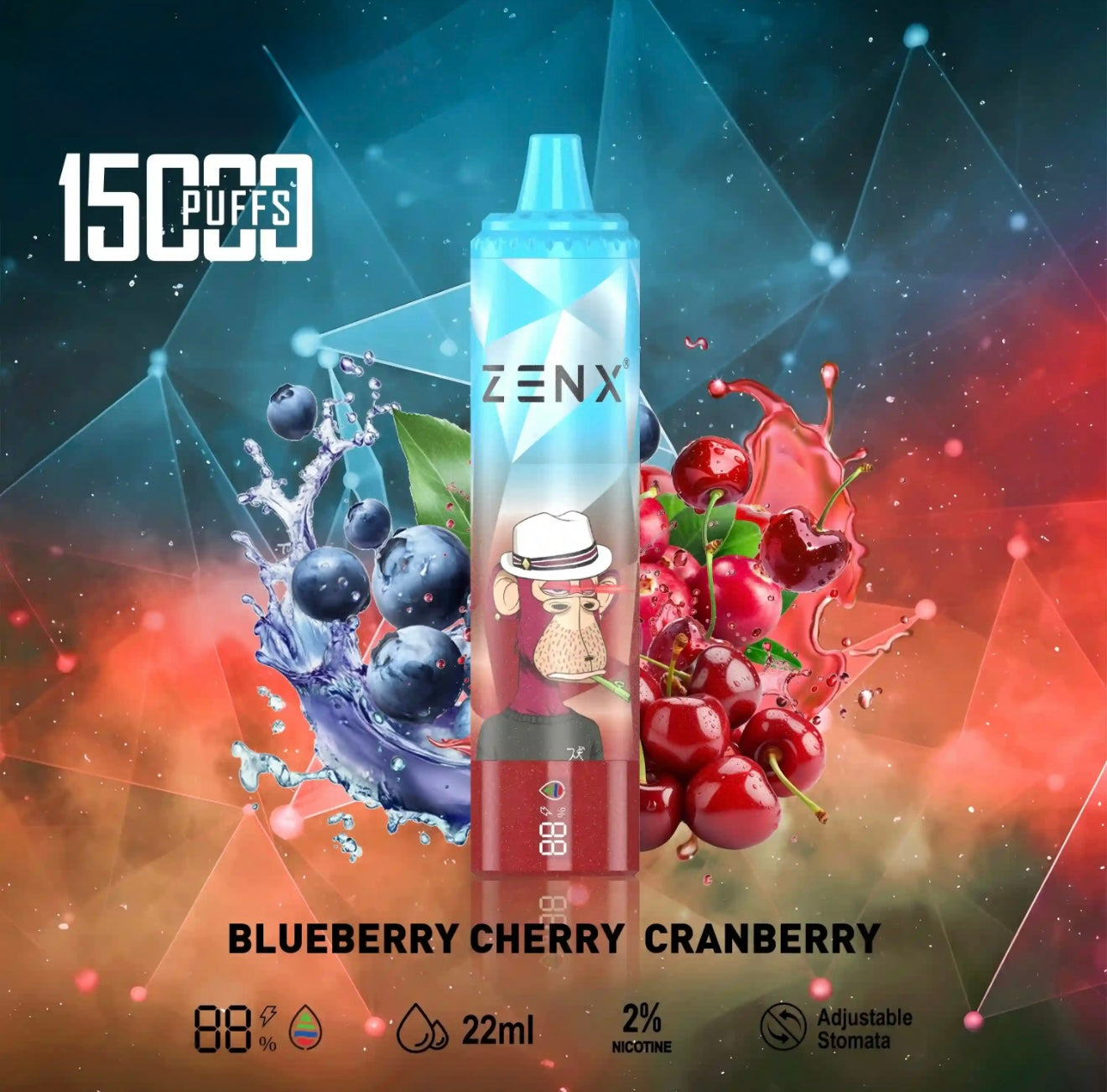 ZENX NFT 15000 Puffs Blueberry Cherry Cranberry MW VapeShop ZENX NFT 15000 Puffs Blueberry Cherry Cranberry MW VapeShop