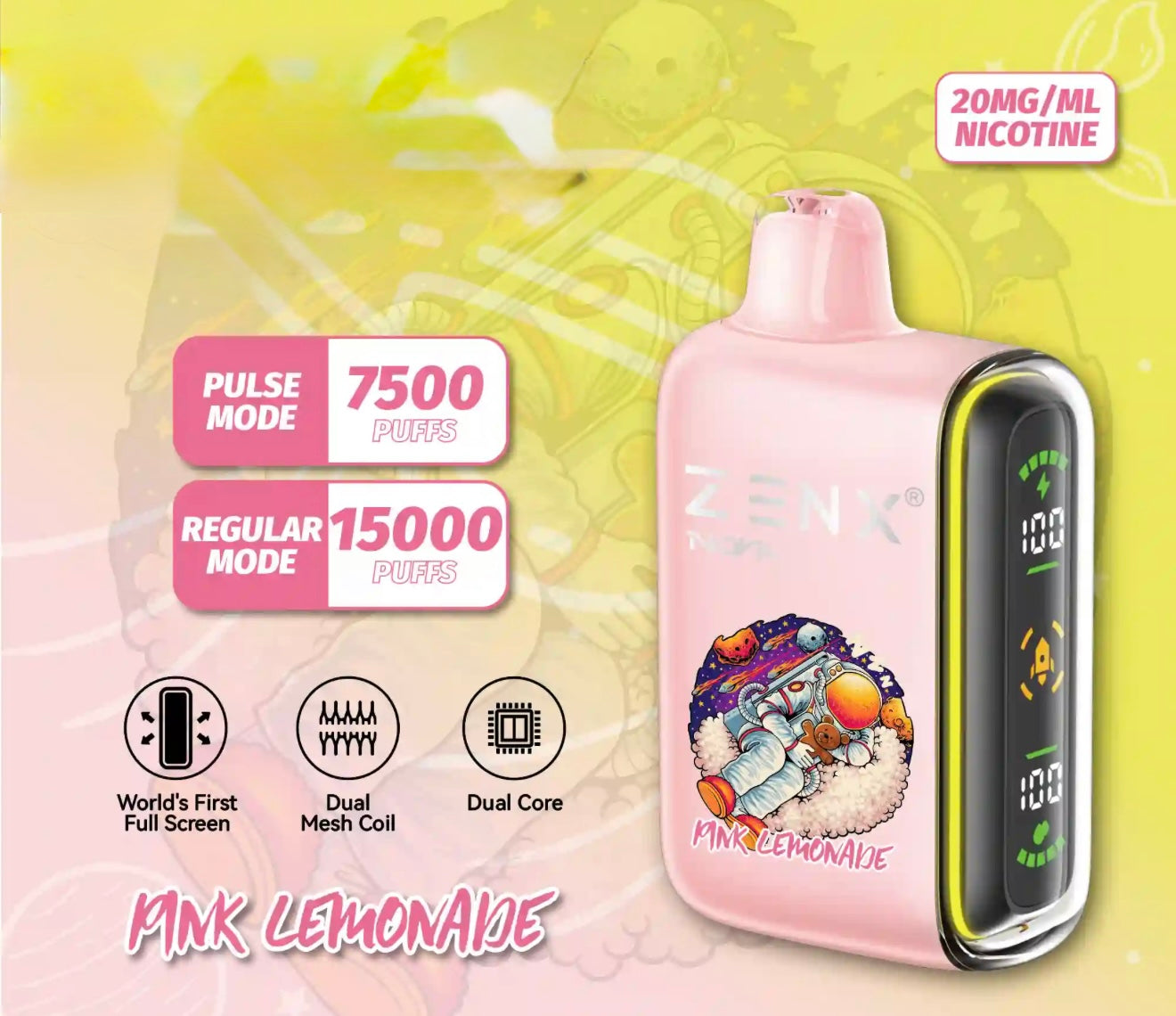 ZENX Nova Pulse 15000 Puffs Pink Lemonade