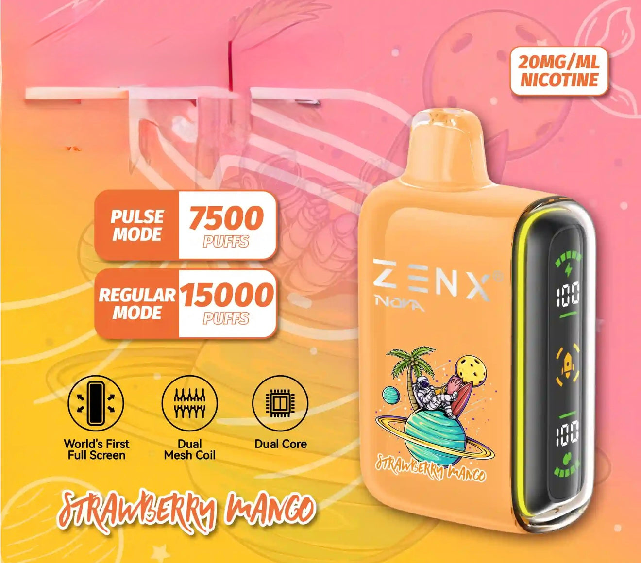 ZENX Nova Pulse 15000 Puffs Strawberry Mango