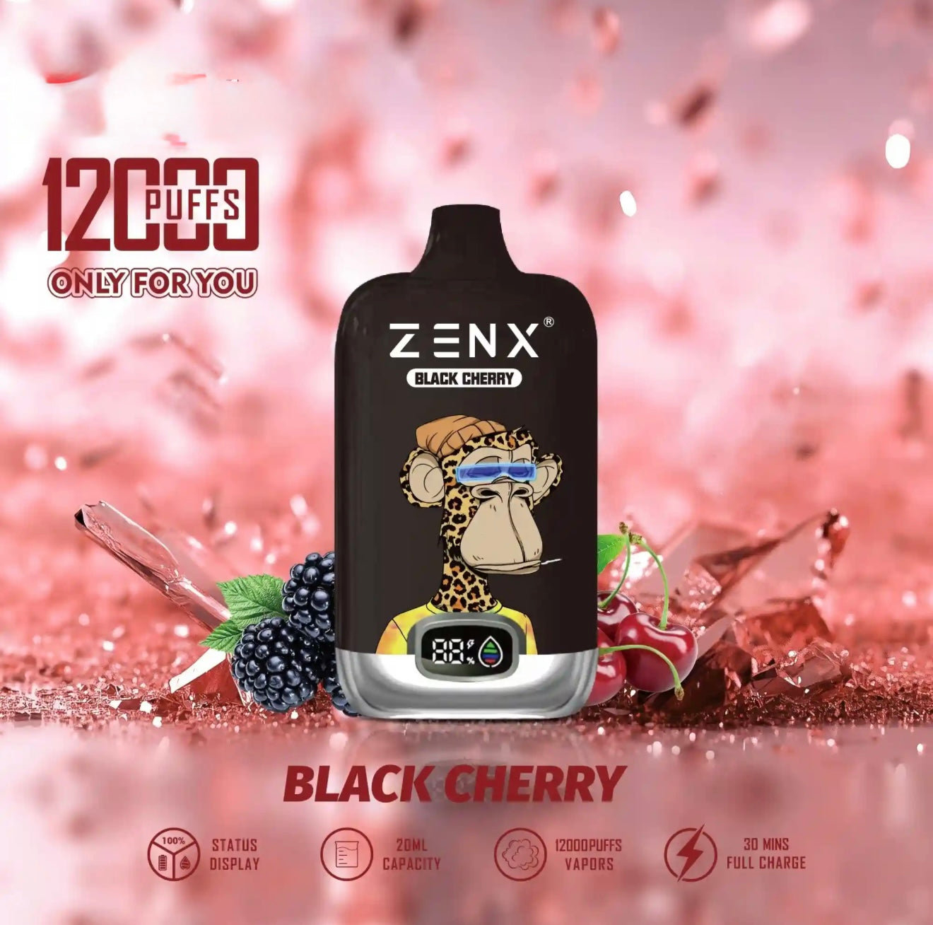 ZENX NFT Digital Box 12000 Puffs Black Cherry